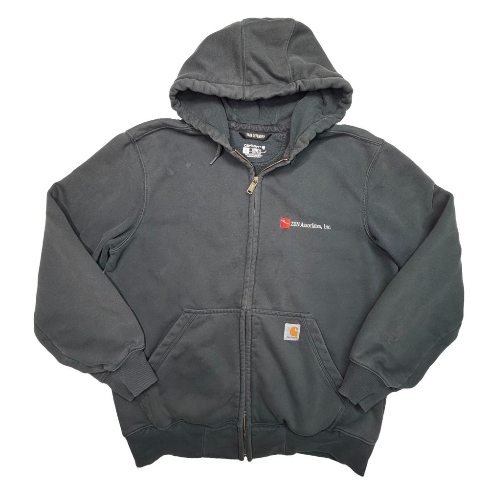 Carhartt Rain Defender Paxton Mens L Black Full Zip Hoodie ZEN Workwear Loose
